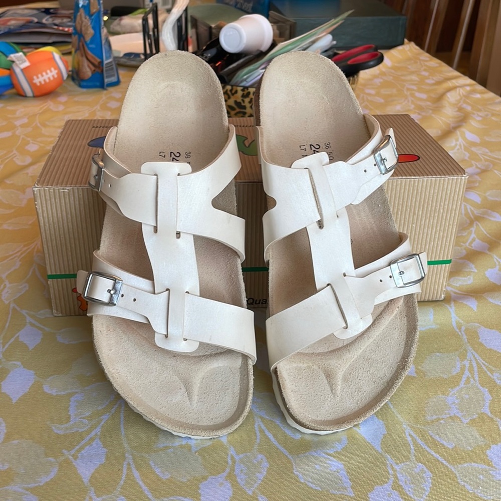 Like New with Box - Birki’s by Birkenstock Euro size 38, US 7.5-8 white Sandals.